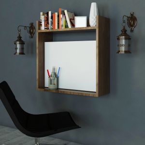 Cotecosy Bureau Laptop blanc/bois - 60x20x60 cm