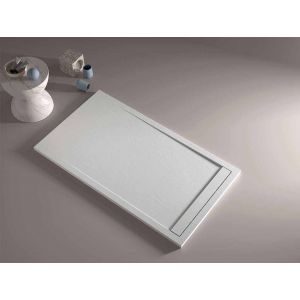 Stano Receveur de douche 90x120 cm extra plat smart en résine surface ardoisée blanc - Blanc