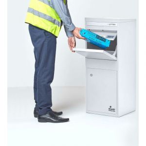 SMART PARCEL BOX - Boîte aux lettres / colis Large Blanc à accès frontal et arrière en acier - Blanc