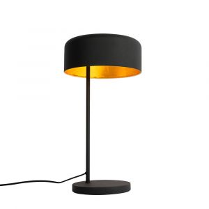 Qazqa Lampe de table rétro noire avec intérieur doré - Jinte