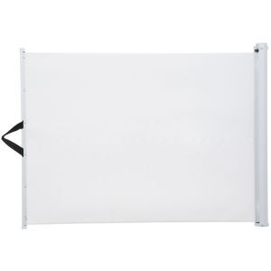 Pawhut Barri&egrave;re de s&eacute;curit&eacute; barri&egrave;re animaux r&eacute;tractable automatique 1,15L x 0,83H m teslin m&eacute;tal blanc