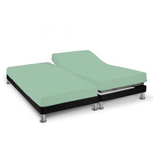 Soleil d'Ocre Drap housse TPR en coton 57 fils 2x80x200 cm UNI vert eau, par