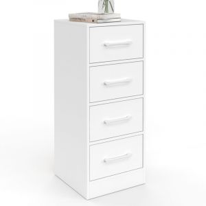Idmarket Meuble d'appoint 4 tiroirs UPPAH 30 cm chiffonnier, meuble de rangement bois blanc