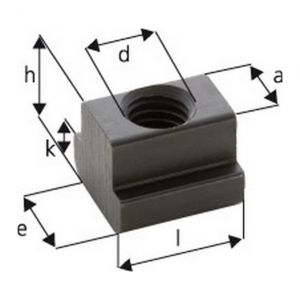 Forum Ecrou pour rainures en T d x rainure en T : M8 x 10 Cote a 97 mm Cote e 15 mm Cote h : 12 mm Cote k : 6 mm