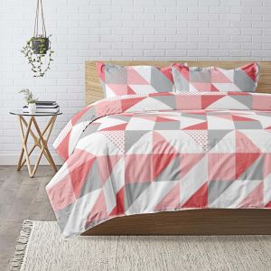 Parure de lit coton TRIGONE - Rose