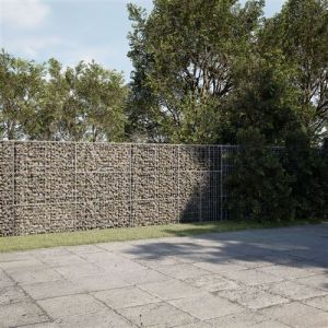 VidaXL Panier gabion avec couvercle 900x50x150 cm fer galvanisé, mur en gabion, mur de soutènement en gabion, clôture en gabion, gabion, cage gabion