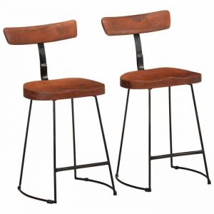 VidaXL Tabourets de bar lot de 2 49x43x79 cm bois de manguier massif chaise chaise de bar de cuisine chaise de bistrot 4013526