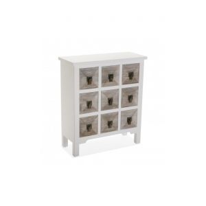 Image de Versa Commode Blanche 9 Tiroirs Bois Clair SAOURA