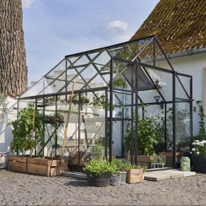 Halls Serre en verre trempé 3 mm QUBE 88 - couleur noir - avec base