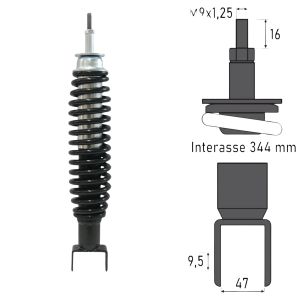 Amortisseur à ressort moto arrière BCR Piaggio Vespa Pk 50cc/Pk Xl