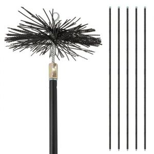 Dofin Kit ramonage 200mm - 6 pièces - conduits gainés - 1 brosse en nylon - 5 cannes souples emboîtables 1m40