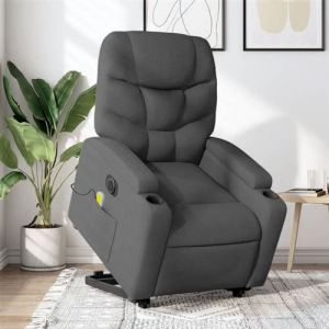 VidaXL Fauteuil de relaxation, massage, inclinable électrique réglable tissu gris foncé