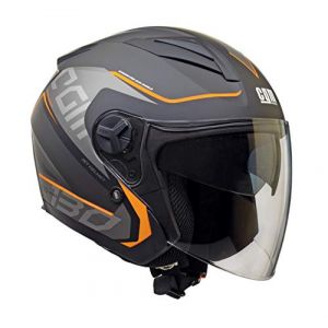 CGM Casque Jet 130S Apache - Homme - Noir et orange