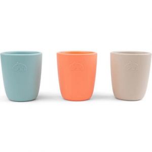 Done by Deer Lot de 3 gobelets en silicone Bleu, corail et sable