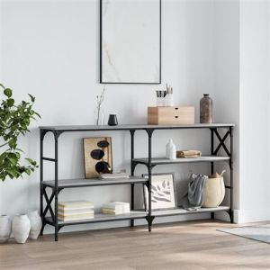 VidaXL Table Console, Table d'Appoint avec Pieds, Bout de Canapé avec Rangement, Meuble d'Entrée Salon, Moderne, Sonoma Gris Bois d'Ingénierie