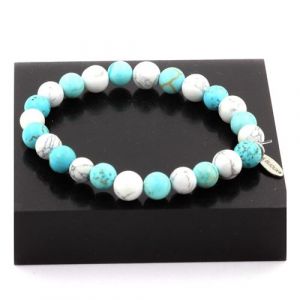 Bracelet Perles Howlite + Turquoise 8 mm - A Bijoux