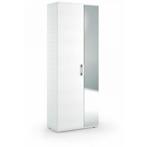 Kiamami Valentina Armoire De Salle De Bain Multifonctionnelle h 195Cm Blanc Avec 1 Porte Et Miroir