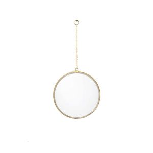 Wadiga Miroir Rond Dor&eacute; &agrave; Bords Festonn&eacute;s Suspendu Cha&icirc;nette
