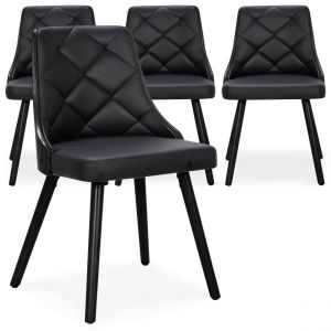 Lot de 4 chaises scandinaves Lalix Bois Noir et Simili Noir