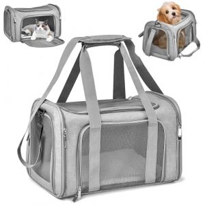 Sprifityy Sac de Transport pour Chat dExtérieur Pliable et RespirantCaisse de Transport Chat avec Matelas SoupleGris45x30x30