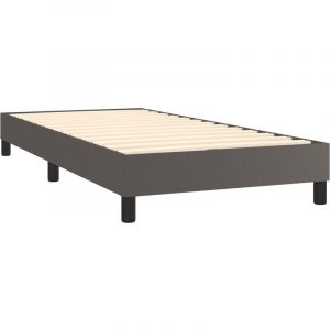 D&eacute;coshop26 Sommier &agrave; lattes sur pieds cadre de lit 80x200 cm synth&eacute;tique gris TDL0207218