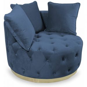 Image de Cotecosy MENZZO Fauteuil rond capitonné Timeo Velours Bleu