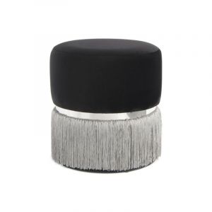 Prix Pouf Rond Bicolore Rebecca 44cm Noir & Gris