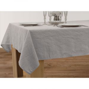 Le Linge De Jules - Nappe Anti-taches Froiss&eacute;e Gris perle - Rectangle 150 x 200 cm