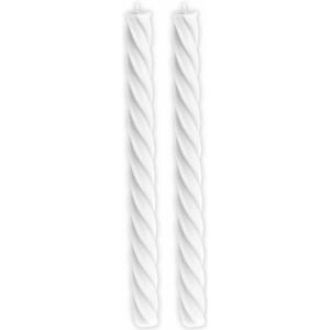 Ruedelafete Set de 2 bougies Flambeau Torsad&eacute;es 26cm, Blanc