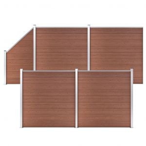 VidaXL Ensemble de clôture WPC 4 Carré + 1 Incliné 792 x 186 cm Marron