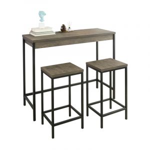 Sobuy OGT30-N Lot Table et Tabourets de Bar de Style Industriel Ensemble Table de Bar + 2 Tabourets Jeu de Bar Table Haute