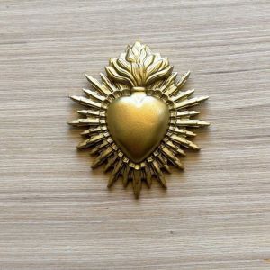 Opjet Ex-voto coeur dor&eacute; d&eacute;co murale Dor&eacute; 8x9 cm