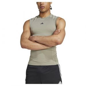 Adidas Homme Techfit Compression Training Sleeveless T-Shirt, Silver Pebble, 3XL