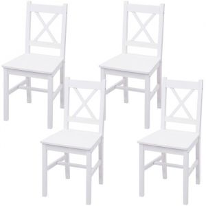 D&eacute;coshop26 Lot de 4 chaises de salle &agrave; manger cuisine design rustique en boisde pin blanc 040007530