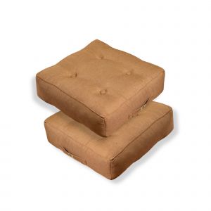 Coussins de sol effet lin 40 x 40 x 12 cm lot de 2 - Marron clair