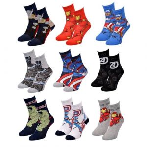 Chaussettes Pack Gar&ccedil;on Avengers Pack De 9 Paires Chaussettes Surprise