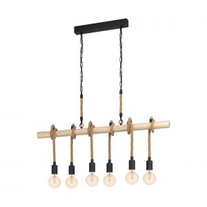 Eglo Suspension YOUNGSTOWN Noir, Brun, Bois clair, 6 lumières - Vintage/Industriel - Intérieur - YOUNGSTOWN - Délai de livraison moyen: 10 à 14 jours ouvrés. Port gratuit France métropolitaine et Belgique dès 100 €.