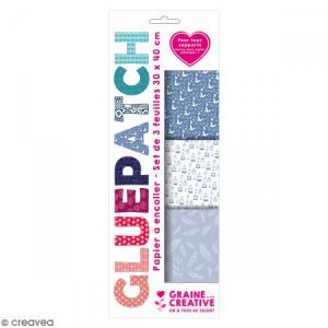 Graine Créative Set de 3 feuilles de papier à encoller - 30 x 40 cm - Oiseau