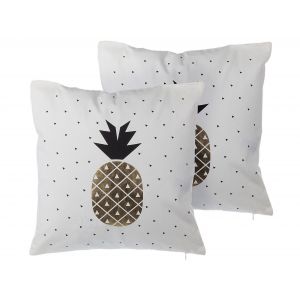 Beliani Lot de 2 coussins 45 x 45 cm motif ananas noir et doré YASMIN - Noir et doré