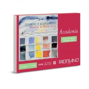 Fabriano Bloc dessin maxi Accademia, 27 cm x 35 cm (5F), 240 g/m², Mat, Bloc collé 1 côté 100 feuilles
