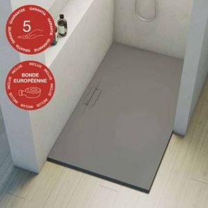 Receveur de douche Poalgi, extraplat, gris ciment, L.90 x l.120 cm, s&eacute;rie Shile