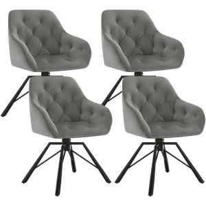 WOLTU Lot de 4 Chaises Salle à Manger Pivotante, Chaises Cuisine en Velours + Métal, Chaises à Haut Dossier, Chaises Scandinave, Gris Foncé