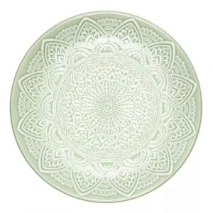 HOME DECO FACTORY, KA0473, Assiette en c&eacute;ramique &eacute;l&eacute;gante et durable, id&eacute;ale pour toutes les occasions, facile &agrave; entretenir, diam&egrave;tre 195 cm, couleur verte