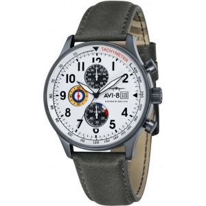Avi 8 Hawker Hurricane Homme 42mm Bracelet Cuir Gris Quartz Montre AV-4011-0B