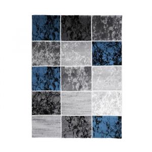 Image de SUBWAY CUBE Tapis de salon contemporain en polypropylène 240 x 340 cm Bleu