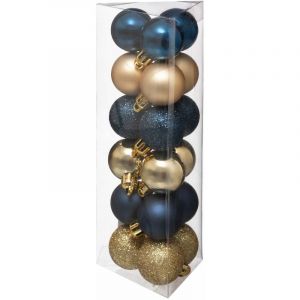 Lot de 18 Boules de Noël "Colorama" 3cm Bleu & Or Prix