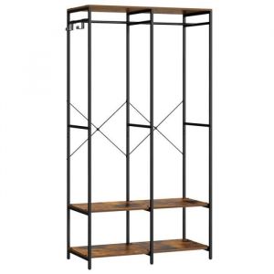 Songmics Armoire ouverte tringles étagères acier effet bois marron rustique