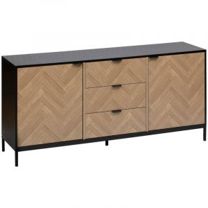 5five Simply Smart - Buffet chevrons 2 portes 3 tiroirs effet pin naturel 160x75cm - 5five