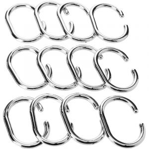 Douceur D'intérieur - Set de 12 anneaux rideaux de douche plastique 4 x 6 cm chrome