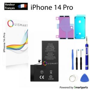 OuiSmart BATTERIE POUR IPHONE 14 PRO INTERNE NEUVE DE REMPLACEMENT AVEC OUTILS + ADHESIF + JOINT